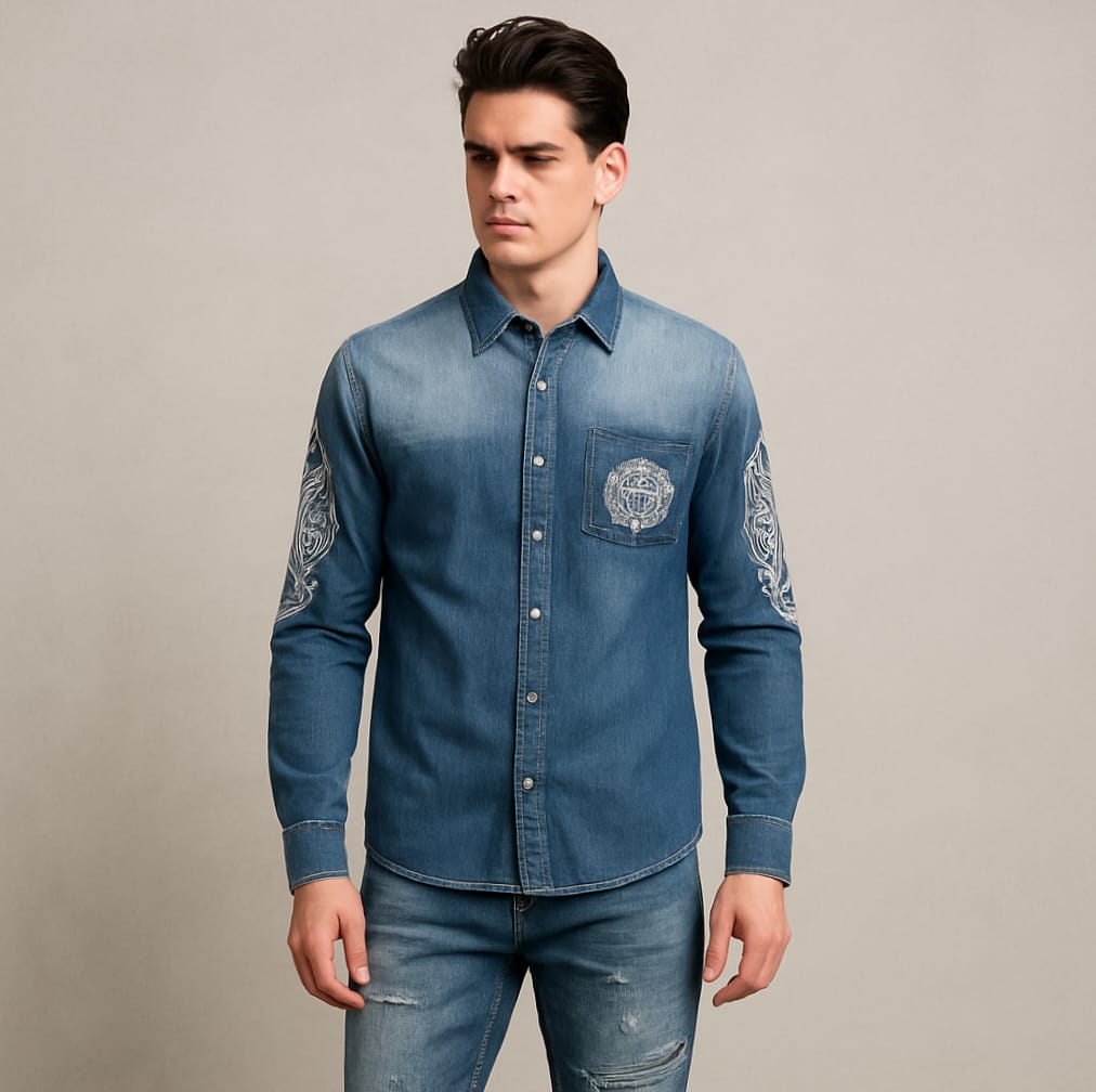 Chrome Heart Denim Full Sleeve Shirt