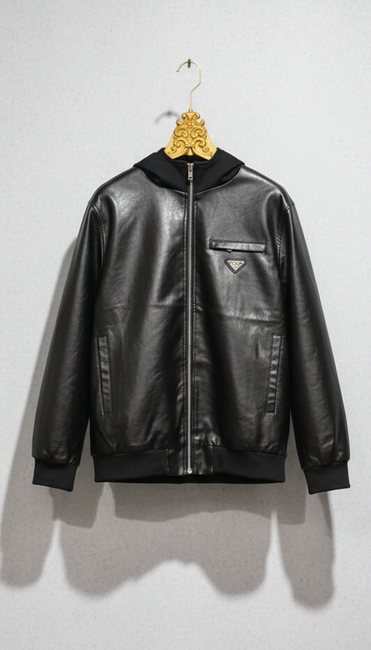 Prada Lather Hoodies Jacket
