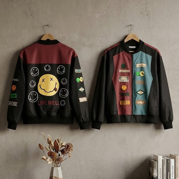 SANKI Lonely Color Block Patchwork Bomber Jacket