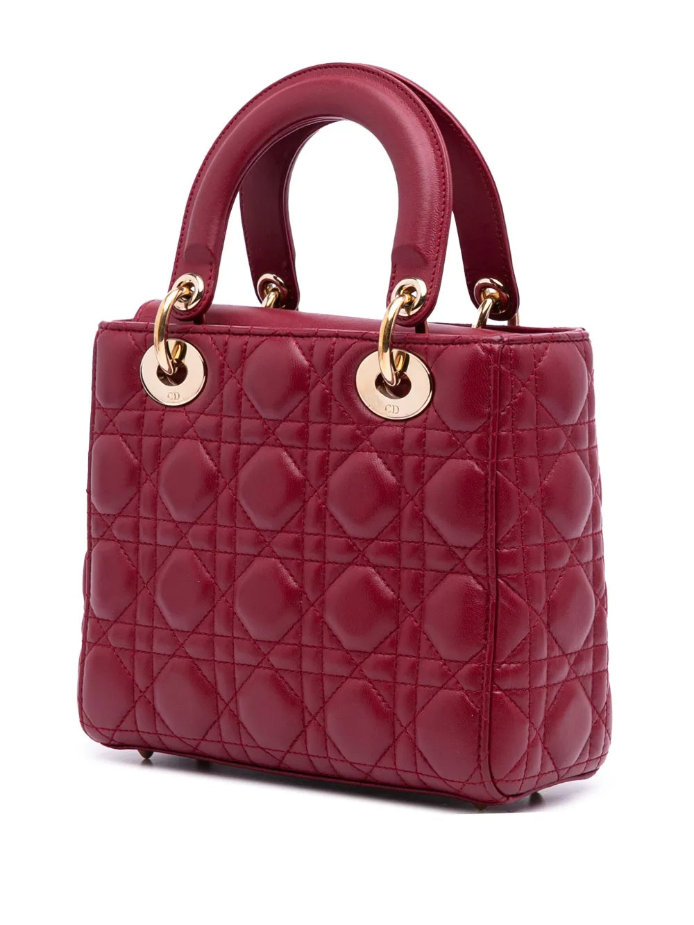 Christian Dior Lady Dior Medium Lambskin Red GHW