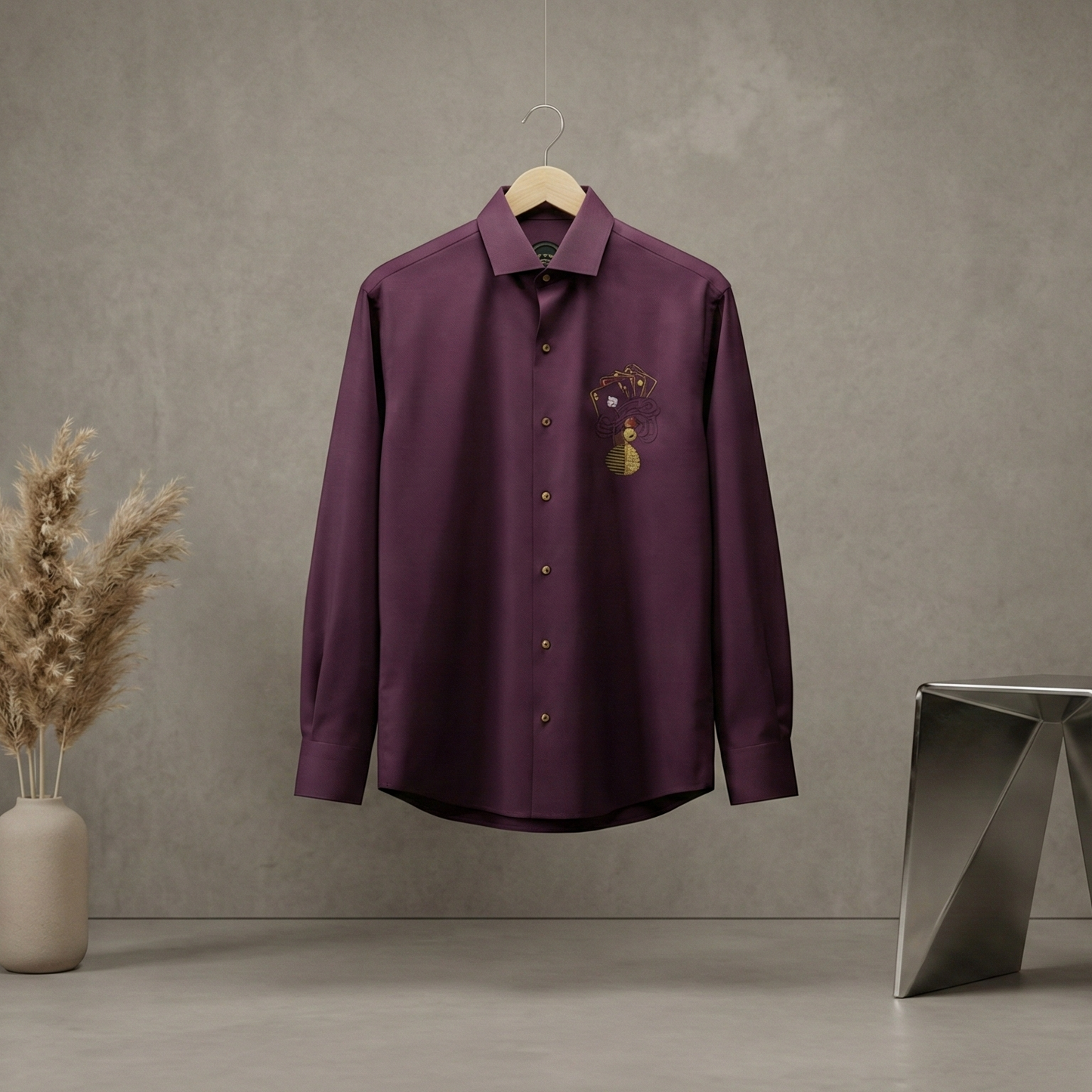 SANKI Black Three Cards Printed Formal Shirt