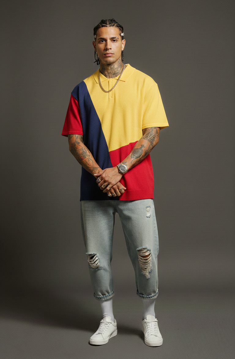 SANKI Urban Colorblock Polo T-Shirt