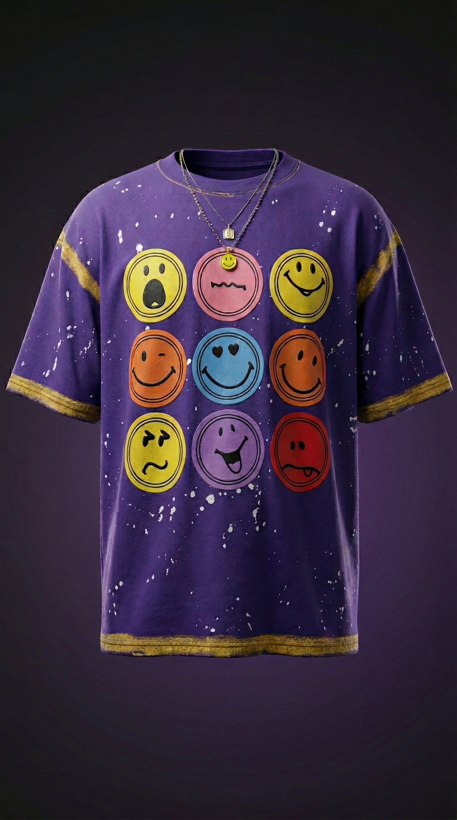 SANKI smiley face Oversized T-shirt PURPLE