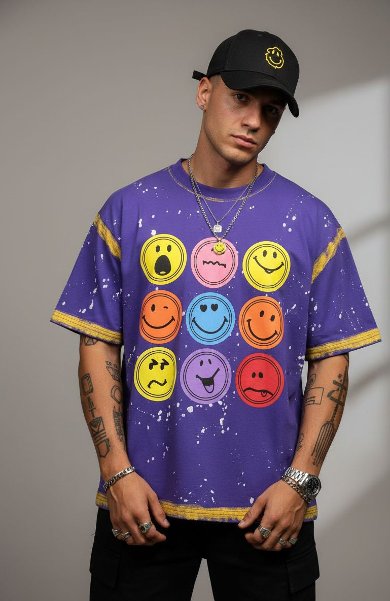SANKI smiley face Oversized T-shirt PURPLE