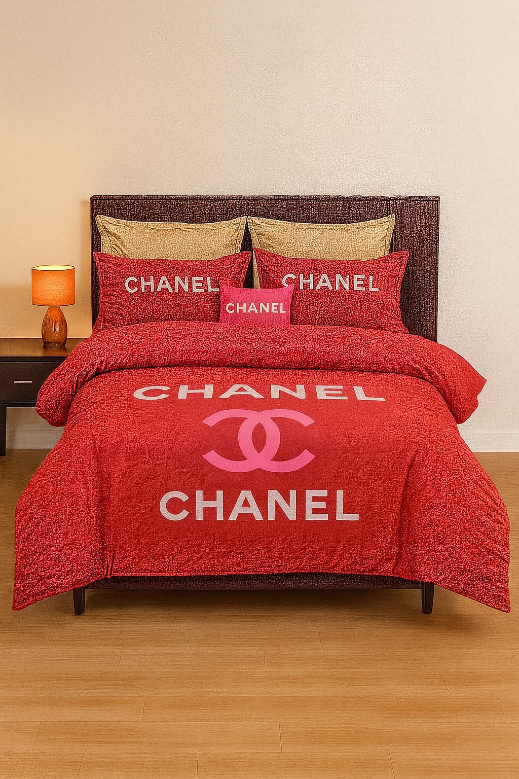 Chanel Red Luxury Designer Bedsheet Set