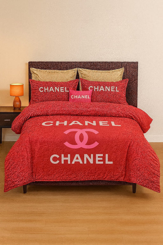 Chanel Red Luxury Designer Bedsheet Set