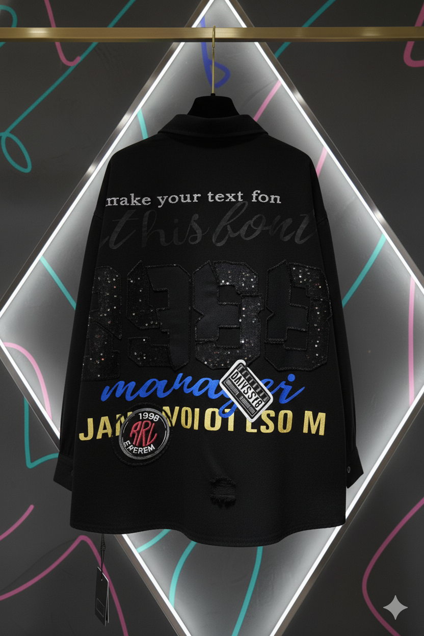 SANKI Black Ragged Patchwork Oversized Shirt