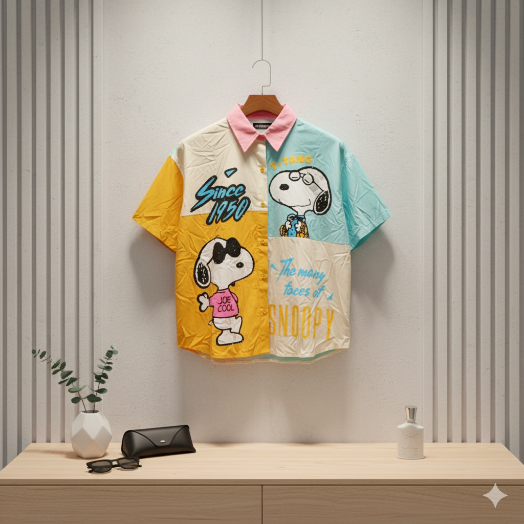 SANKI Snoopy Color Block Half Sleeve Shirt