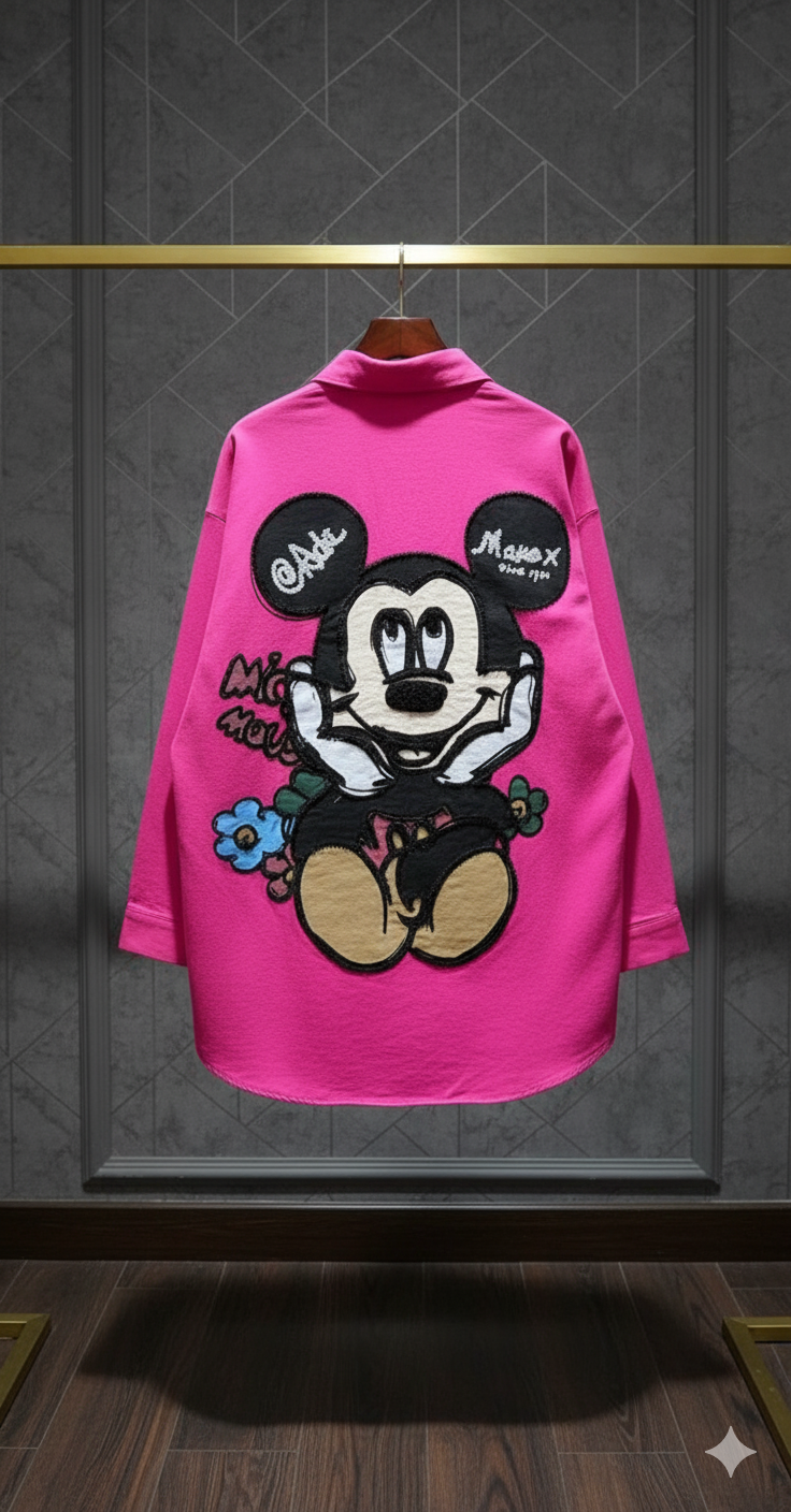 SANKI Mickey Mouse Pink Oversized Shirt