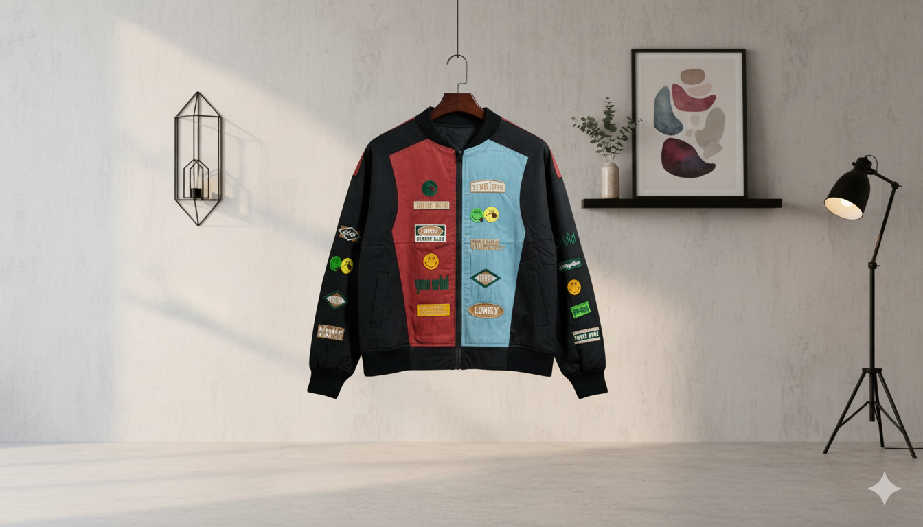 SANKI Lonely Color Block Patchwork Bomber Jacket