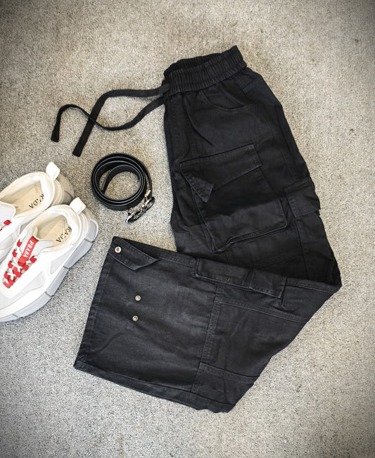 SANKI Black Baggy Fit Cargo Pants