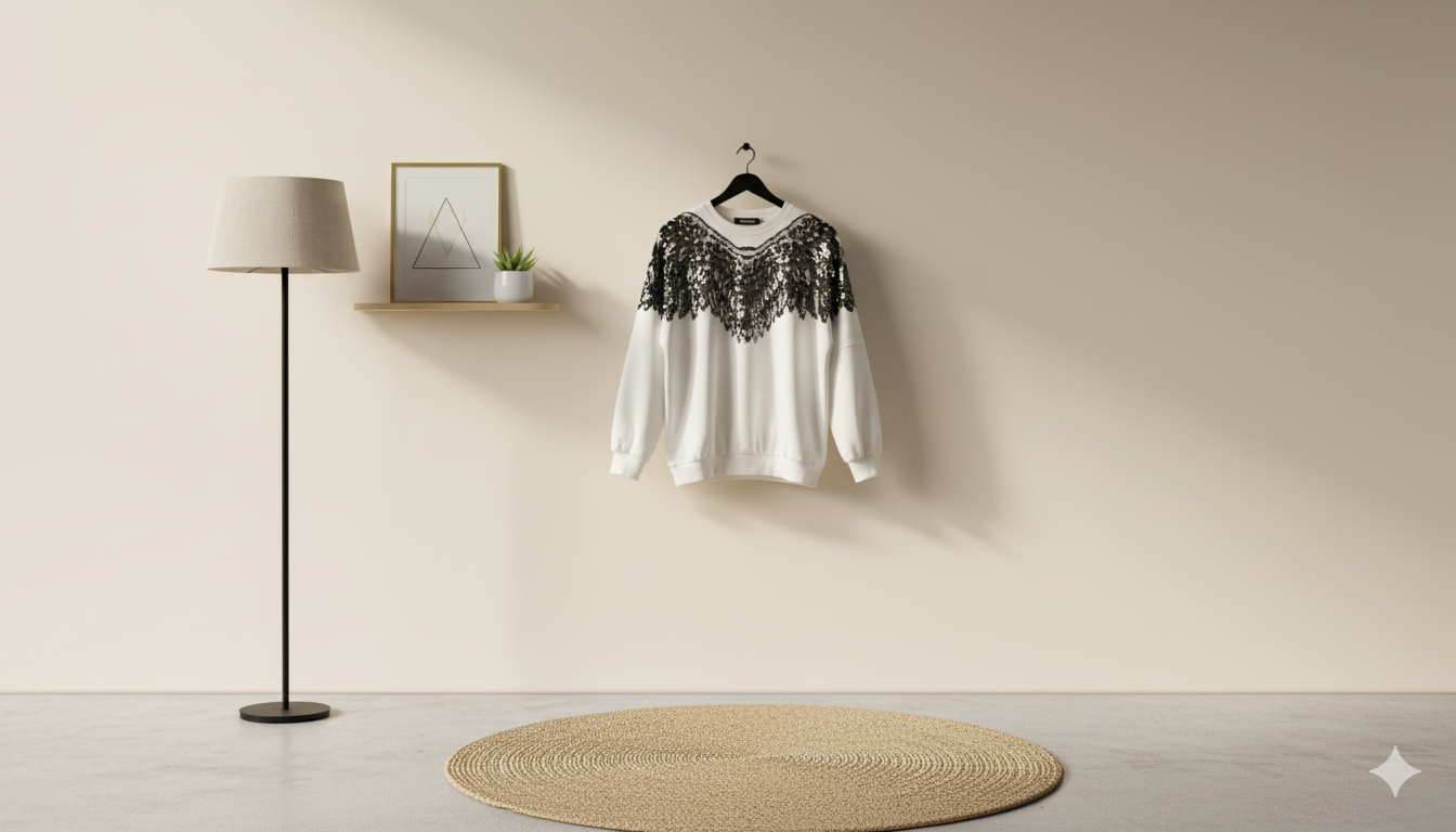 SANKI Eagle Lace Embroidered White Sweatshirt