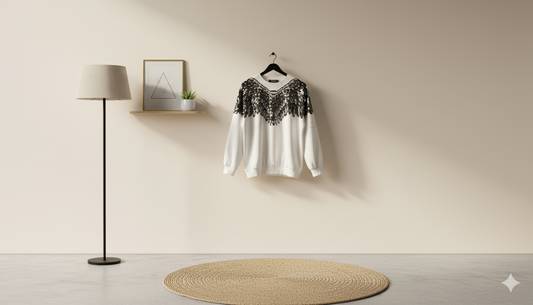 SANKI Eagle Lace Embroidered White Sweatshirt