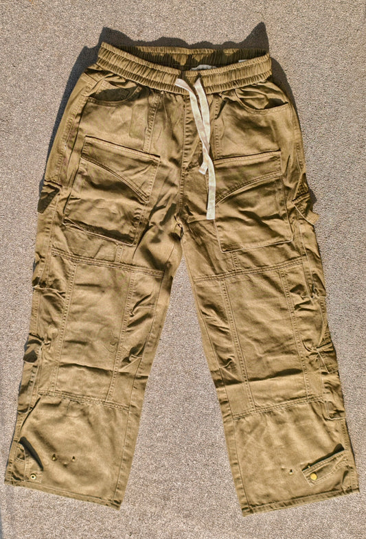 SANKI Olive Green Baggy Fit Cargo Capris