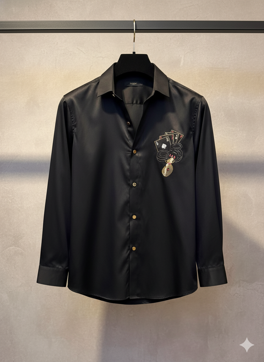 SANKI Black Three Cards Printed Formal Shirt | Shop SANKI India