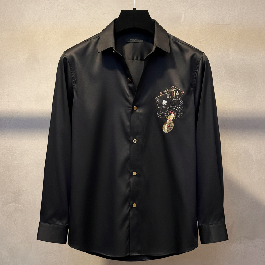 SANKI Black Three Cards Printed Formal Shirt | Shop SANKI India