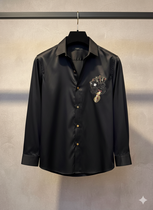 SANKI Black Three Cards Printed Formal Shirt | Shop SANKI India