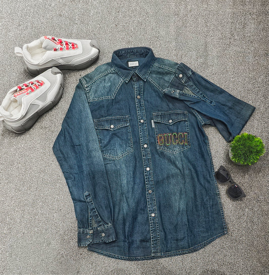 SANKI Blue Washed Denim Button-Down Shirt