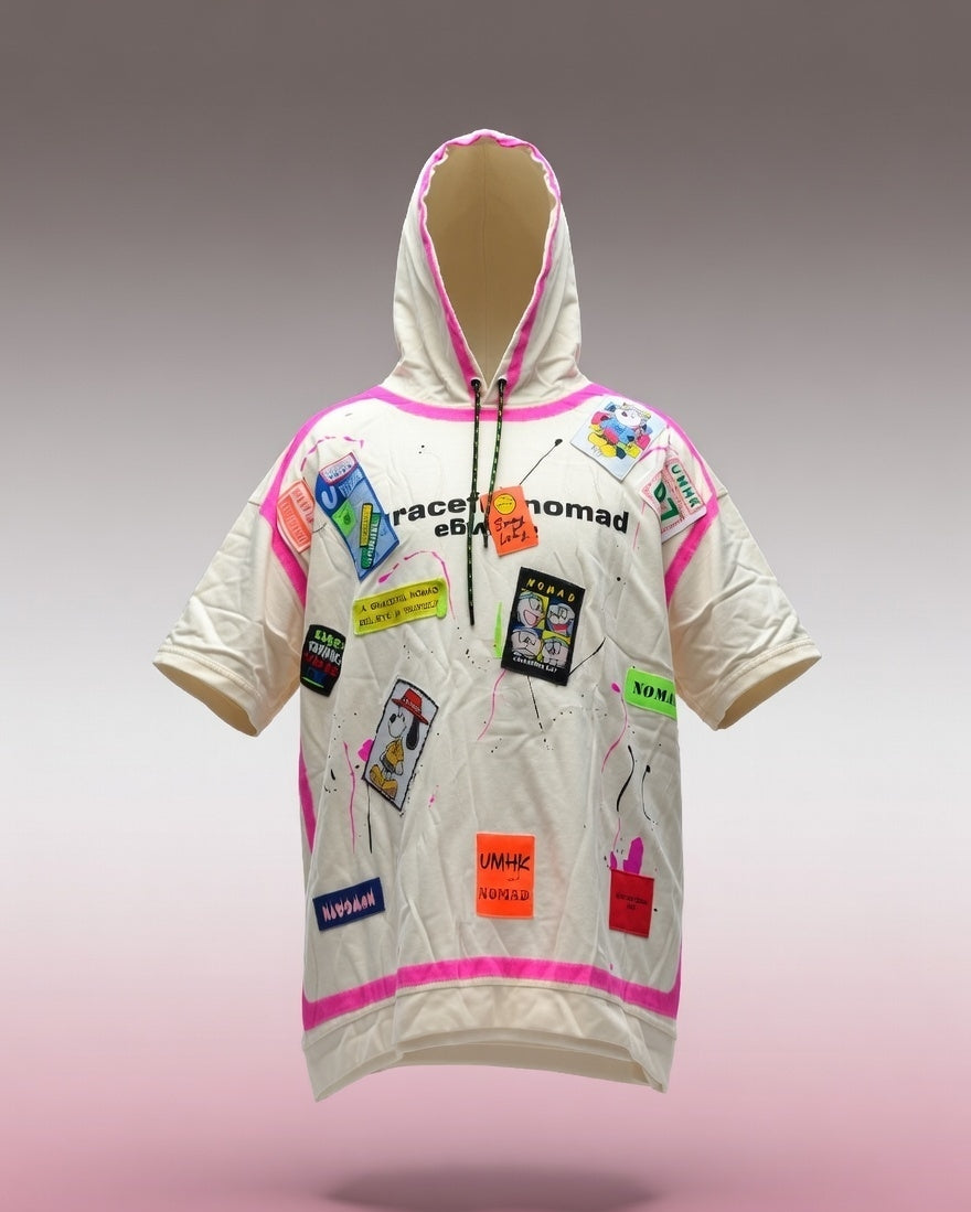 URBAN PATCH FUCHSIA Oversized T-shirt Hoodie CREAM