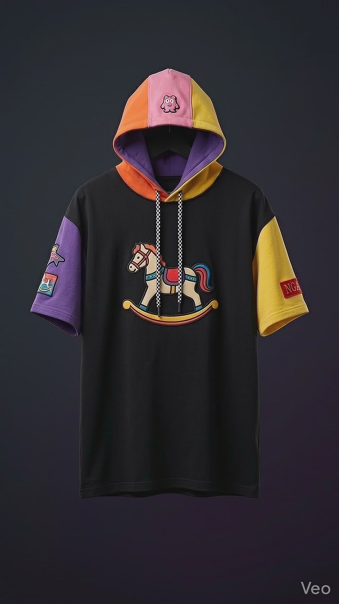 Chill Mode On Oversized T-shirt Hoodie BLACK