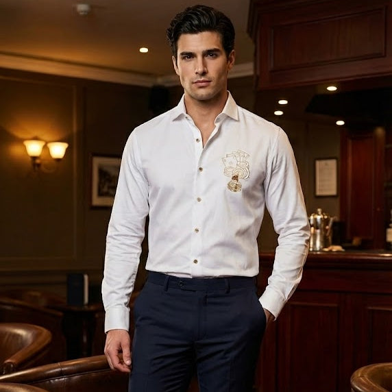 SANKI Black Three Cards Printed Formal Shirt