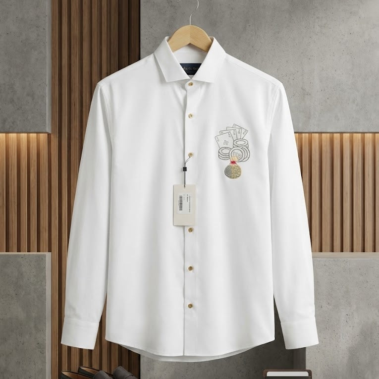 SANKI Black Three Cards Printed Formal Shirt